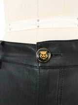 Gucci Embroidered Leather Skinny Trousers