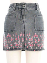 Chanel Distressed Denim Mini Skirt Bottom arcadeshops.com