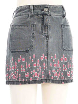 Chanel Distressed Denim Mini Skirt Bottom arcadeshops.com