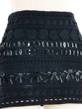 Prada Embellished Black Crochet Mini Skirt Bottom arcadeshops.com