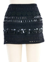 Prada Embellished Black Crochet Mini Skirt Bottom arcadeshops.com