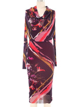Fuzzi Floral Cowl Neck Dress