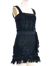 Chanel Black Tweed Crochet Fringed Mini Dress Dress arcadeshops.com