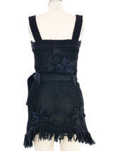 Chanel Black Tweed Crochet Fringed Mini Dress Dress arcadeshops.com