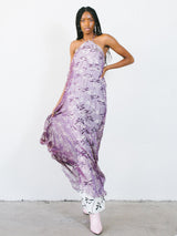1998 Chanel Sheer Overlay Floral Printed Halter Gown Dress arcadeshops.com