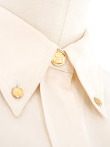 Chanel Ivory Silk Button Up Shirt Top arcadeshops.com