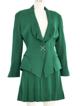 1992 Thierry Mugler Pierced Emerald Skirt Suit