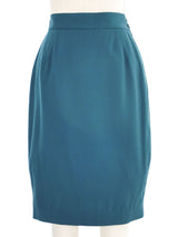 Thierry Mugler Teal Colorblock Tailored Skirt Suit