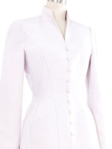 Thierry Mugler Silver Raw Silk Skirt Suit
