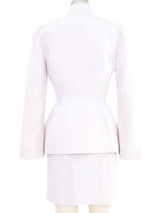 Thierry Mugler Silver Raw Silk Skirt Suit