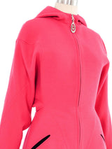 Thierry Mugler Hooded Fuchsia Zip Up Jacket