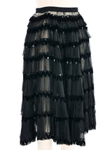 Embellished Black Tulle Ruffle Skirt Bottom arcadeshops.com