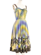 1950s Sequined Palm Tree Print Dress Dress arcadeshops.com