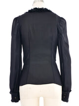 Prada Ruffle Front Ruched Chiffon Top Top arcadeshops.com