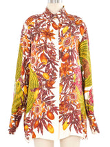 Hermes Passiflores Silk Button Front Shirt Top arcadeshops.com