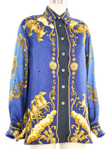 Hermes Cosmos Silk Button Front Shirt Top arcadeshops.com