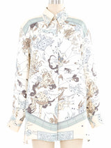 Hermes Zodiaque Silk Button Front Shirt Top arcadeshops.com