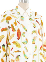 Hermes Plumes Silk Button Front Shirt Top arcadeshops.com