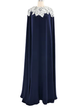 Oscar de la Renta Crystal Accented Caped Gown Dress arcadeshops.com