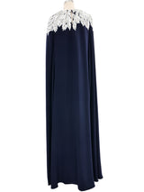 Oscar de la Renta Crystal Accented Caped Gown Dress arcadeshops.com