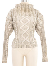 Issey Miyake Pleats Please Cable Knit Printed Top Top arcadeshops.com
