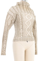 Issey Miyake Pleats Please Cable Knit Printed Top Top arcadeshops.com