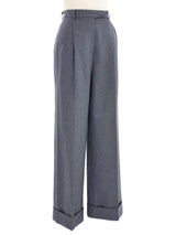 1997 John Galliano Grey Wool Wide Leg Trousers Bottom arcadeshops.com