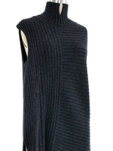 Celine Grey Rib Knit Crossover Sweater Top arcadeshops.com