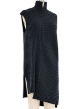 Celine Grey Rib Knit Crossover Sweater Top arcadeshops.com