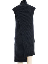 Celine Grey Rib Knit Crossover Sweater Top arcadeshops.com