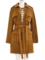 Saint Laurent Suede Lace Up Safari Dress Dress arcadeshops.com