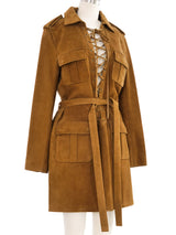 Saint Laurent Suede Lace Up Safari Dress Dress arcadeshops.com