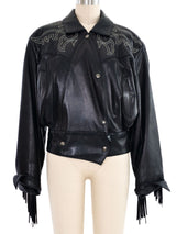 Claude Montana Western Topstitch Fringe Leather Jacket Jacket arcadeshops.com