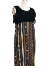 Issey Miyake Pleats Please Tribal Printed Fringe Dress Dress arcadeshops.com