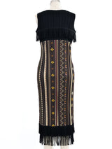 Issey Miyake Pleats Please Tribal Printed Fringe Dress Dress arcadeshops.com