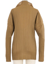 Issey Miyake Pleats Please Khaki Mock Neck Top Top arcadeshops.com