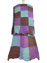 Issey Miyake Checkerboard Pleated Three Piece Ensemble Suit arcadeshops.com