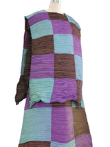 Issey Miyake Checkerboard Pleated Three Piece Ensemble Suit arcadeshops.com