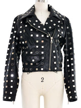 Moschino Mirror Embellished Leather Moto Jacket Jacket arcadeshops.com