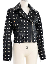 Moschino Mirror Embellished Leather Moto Jacket Jacket arcadeshops.com