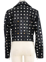 Moschino Mirror Embellished Leather Moto Jacket Jacket arcadeshops.com