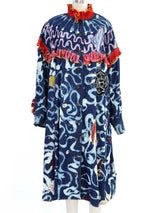 Zandra Rhodes Hand Painted Denim Snap Front Dress Dress arcadeshops.com
