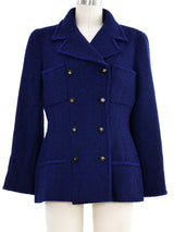 Chanel Blue Tweed Jacket Jacket arcadeshops.com