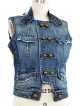 Dsquared2 Embellished Denim Vest Jacket arcadeshops.com