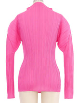 Issey Miyake Pleats Please Pink Mock Neck Top Top arcadeshops.com