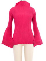 Issey Miyake Raspberry Bell Sleeve Pleated Top Top arcadeshops.com