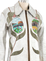 East West Musical Instruments Hand Painted Silver 'Janti' Leather Jacket Jacket arcadeshops.com