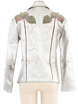East West Musical Instruments Hand Painted Silver 'Janti' Leather Jacket Jacket arcadeshops.com