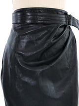 Alaia Leather Wrap Skirt Bottom arcadeshops.com