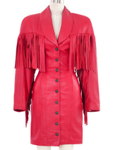 North Beach Red Leather Fringe Mini Dress Dress arcadeshops.com
